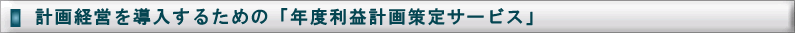 計画経営を導入するための「年度利益計画策定サービス」